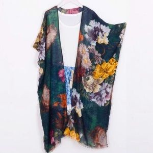 NWT BOHO FLORAL KIMONO DUSTER JACKET WRAP
